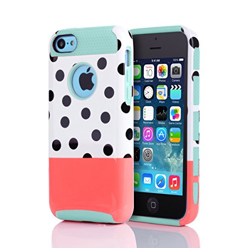 5C Cases, iPhone 5C Case, BENTOBEN Ultra Slim Apple iPhone 5C Cases Hard Plastic Shell and Soft TPU Dual Layer Shockproof Bumper Wave Point Hybrid Protective Covers for iPhone 5C, Blue