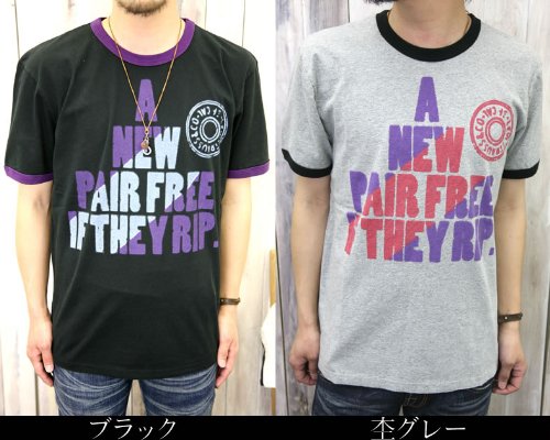 LEVI'S（リーバイス）染込みプリントリンガーネック半袖Ｔシャツ”A　NEW PAIR FREE IF THEY RIP”（82936）