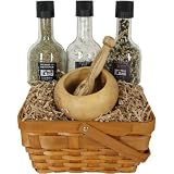 Rustic Mortar Pestle Grinders Spice Gift Basket With French Products