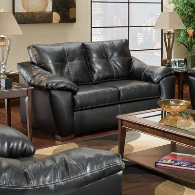 Thomas Bonded Leather Loveseat in Black