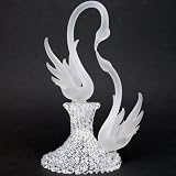 Hand Blown Glass Kissing Swans Wedding Cake Topper