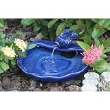 Smart Solar 21372R01 Ceramic Solar Koi Fountain, Blue Glazed Finish