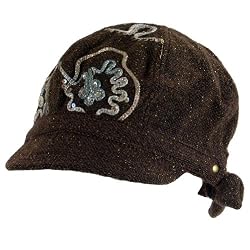 TWEED LUREX TIE NEWSBOY GATSBY DRIVING CAP HAT * BROWN * Small / Medium