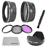Essential Kit for CANON Rebel (T3i T3 T2 T2i T1i XT XTi XSi XS), CANON EOS (1100D 600D 550D 500D 450D 400D 350D 300D 7D 60D) - Includes: 58MM 2.2X Telephoto and 0.45X Wide Angle (w/ Macro Portion) High Definition Lenses + Filter Kit (UV, Polarizer, Fluorescent) + Tulip Flower Lens Hood + Lens Pen Cleaning System + Premium Goja Microfiber Cleaning Cloth