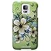 Fosmon MATT-DESIGN Rubberized Protective Hard Case for Samsung Galaxy S5 - Retail Packaging (Green Flower)
