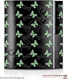 Sony PS3 Skin Pastel Butterflies Green on Black