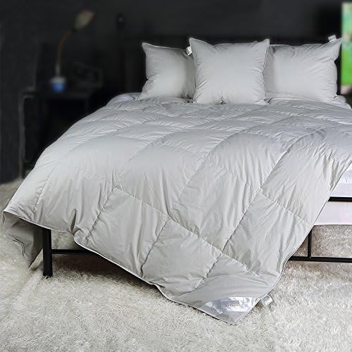 Summer Lightweight 80% White Duck Down and Feather Comforter, Multi Colors (King(100x90 inch), Grey)