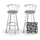 Set of 2 Metal Swivel Barstools (29" Chrome) (The Beatles BW)