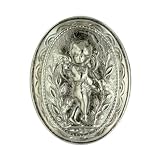 Silver Tone Oval Angel Stretch Ring