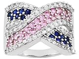 10KT WG 2.80CTW PINK BLUE AND WHITE SAPPHIRE RING