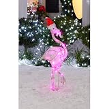 36-Inch Crystal Starry Night Flamingo Christmas Decor - 30 LED Twinkling Lights