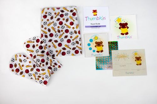 Stop Thumb Sucking Complete System With Step by Step Parent Guide - Bats and Balls Pattern -By Thumbkin - Medium