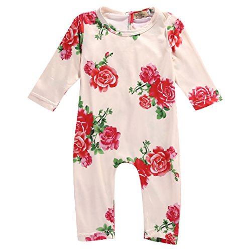 Newborn Baby Girls Long Sleeve Sweet Rose Romper Jumpsuit Bodysuit Outfits Clothes
