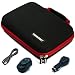 Black with Red Trim Harlan Series Nylon Hard Cube Carrying Case with Carrying Handles for Amazon Kindle Fire 7-inch Multi Touch Screen Tablet - 8GB Android Wireless (Wifi) Tablet + Black USB Car Charger + Black USB Wall / Home Charger + Black Micro USB Sync Data Cable + SumacLife TM Wisdom Courage Wristband