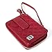 RFID Wallet Wristlet with Front Pocket in Leather - RFID Blocking Wallets for Women (Red)