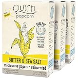Quinn Popcorn Microwave Popcorn - Made with Organic Non-GMO Corn - Great Snack Food for Movie Night {Butter & Sea Salt, 3 Boxes}
