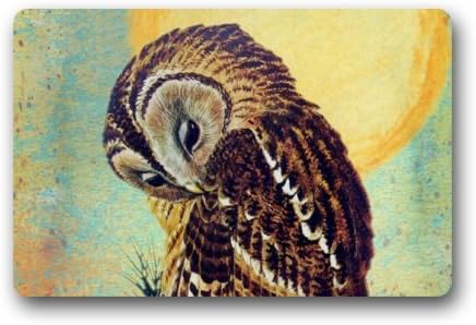 Door Mat Vintage Owl Durable Heat-23.6"(L)x15.7"(W) 3/16" Doormat