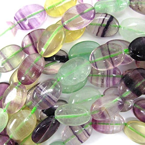 10x14mm rainbow fluorite flat oval beads 16" strand
