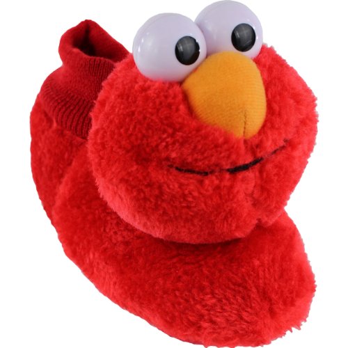 Sesame Street Elmo Little Kids Sock Top Slippers (L (9-10), Smile Red)