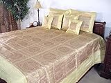 7p Mandala Gold Ethnic Brocade Indian Bedding Set Duvet