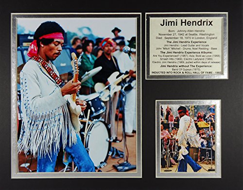 Jimi Hendrix - Woodstock 11" X 14" Unframed Matted Photo Collage By Legends Never Die, Inc.