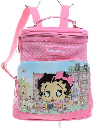 Pink Betty Boop City Scene Polka Dot Studded Shoulder Backpack