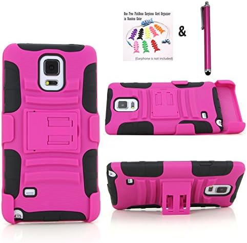 NEW Samsung Galaxy Note 4 Case - Rugged Shock-proof Dust Proof Armor Hybrid Hard and Soft Case and Holster Combo for Samsung Galaxy Note 4 - Double Layer Case with a Slide-out Kickstand and a Face-in Holster Belt Clip for Impact Resistance (Pink and Black)