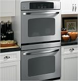 GE JTP55SMSS 30 Double Electric Wall Oven with 4.4 cu. ft. Self Clean Ovens, Hidden Bake Oven Interior, Eight-Pass Bake Element and SmartSet Controls: Stainless Steel