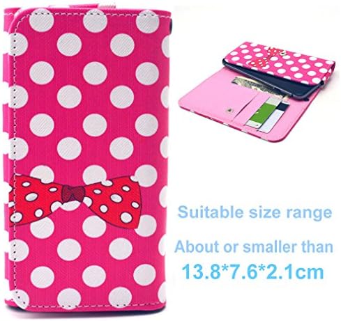PpIiNnKk Cute Bow with Polka Dot Premium General-Use PU Leather Purse [Button] Wallet Flip Case Protective Cover for Samsung Galaxy (G360 G386F G355H G850F S5MINI G3815 G3500 S3 / S4 A3 J1 ect) / SONY (E3 E4 Z2MINI) / LG (G2 L9 L90 L80) / NOKIA (N920 N630 N720 N625 ) / HUAWEI P6 G6 G510 Honor 3 / Apple iphone 6 / 5S / 5C / HTC (M7) / MOTO X / G / Alcatel Pop C5 ect