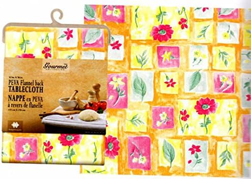 Vinyl Tablecloths Flannel Backed - Colorful FlowersTheme 100% PEVA Tablecloth for Indoor and Outdoor (Multiple Sizes) (60 X 84)