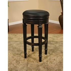 Click here to buy American Heritage Oxford Bar Stool Pecan with Black Vinyl - 100627PC by American Heritage.