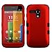 Moto G Case (1st Gen & 1st Gen with 4G LTE), Rock Me Wireless (TM) 3 items Bundle - Screen Protector, 24K Gold Plating Electromagnetic Waves Blocking Sticker and Triple Layers Protective Case for Motorola Moto G 1st Generation. (Red / Black)