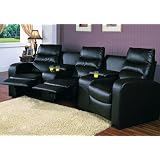 Leather Home Theater Movie Seating Seats Chairs Black