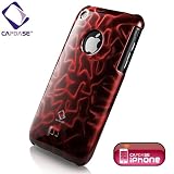 CAPDASE iPhone 3G & 3GS Karapace Protective Case with Screen Guard Crystal Clear: Silki, Red プロテクティブ ハードリアカバー シルキー （クリスタル・クリアー 液晶保護シート 付き） レッド KPIH3G-2109