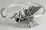 Sterling Silver Fairy Bracelet with Genuine Garnet Accent