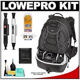 Lowepro CompuRover AW Notebook/Digital SLR Camera Backpack Case (Black) + Accessory Kit for Canon Rebel XSi, XS, T1i, T2i, EOS 50D, 5D, 7D, Nikon D3000, D5000, D40, D60, D90, D300, D300s, Olympus Evolt E-30, E-450, E-520, E-620, and Sony Alpha A230, A330, A380, A450, A500, A550, A850