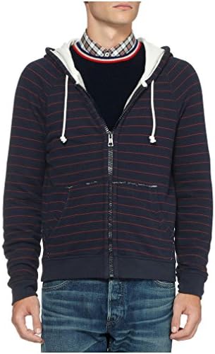 Band Of Outsiders Cardigan Jacket Size 2 Medium M Navy Blue Striped Hoodie