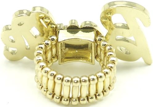 Nicki Minaj Barbie Iced Out Stretch Band Ring Gold With Gold Lips