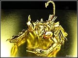 Saint Seiya Myth Gold Cloth Scorpio Milo Action Figure Complete Set [W/ Gold Scorpio Metal Plate and One Myth Cloth Display Stand]