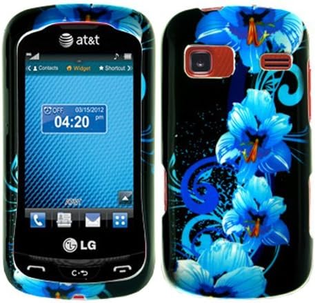 iFase Brand LG Xpression C395 Cell Phone Blue Flower Protective Case Faceplate Cover