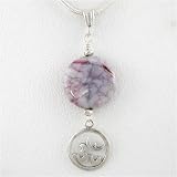 Purple Alabaster Pendant with Sterling Silver Om (Aum) Symbol on a 24 Snake Chain, #8797