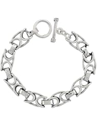 Sterling Silver Oval Link Bracelet Toggle Clasp Handmade 1/2 inch wide, sizes 8, 8.5 & 9 inch