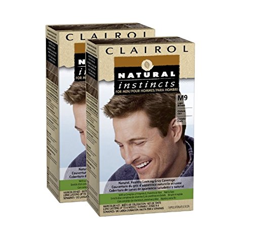 Clairol Natural Instincts for Men Hair Color, Light Brown (M9), 2 pk