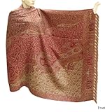 IMAGE OF Reversible Paisley Jamawar Wool Shawls For Women From India (Free Shipping) Shwl0257rr