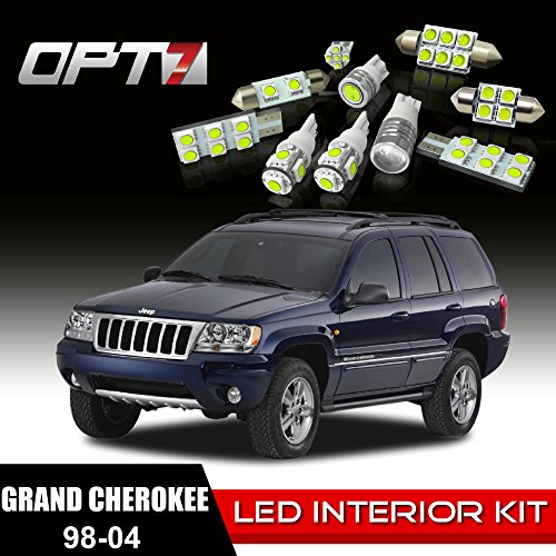 OPT7 12pc Interior LED Replacement Light Bulbs Package Set for 98-04 Jeep Grand Cherokee
