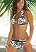 Sports : HIS Triangel Bikini Creme Braun Blumen Hot Pants mit G&uuml;rtel