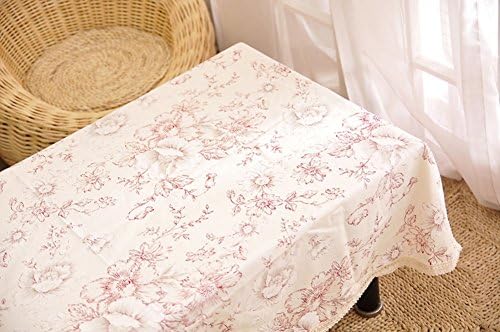 Yogolife Cotton Linen Antique Nature Flowers Painting Dining Room Household Arts Lacework Dustproof Dinner Picnic Cloth Nappe Tablecloth Desk Cover Red 35.4x35.4inch
