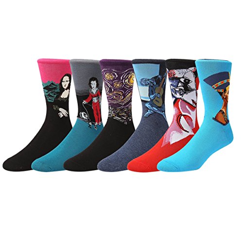 Zmart Men's Art Collection Casual Crew Trousers Socks Gift Box 6-PACK US 10-13