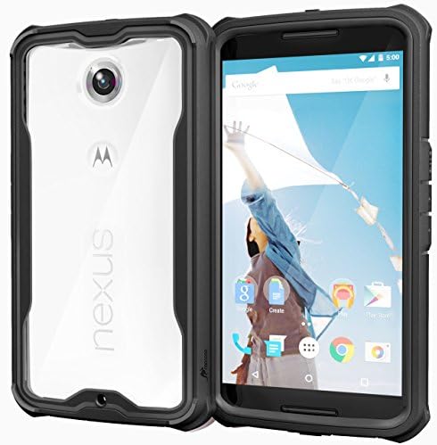 roocase Nexus 6 Case, [Glacier TOUGH] Hybrid Scratch Resistant Clear PC / TPU Armor Full Body Protection Case Cover for Google Nexus 6, Granite Black