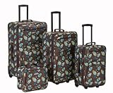 Rockland Luggage Brown Leaf 4 Piece Luggage Set, Brown Leaf, One Size